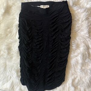 Burberry Elegant Black Ruched Midi Skirt